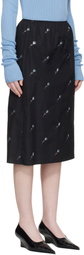 Rier Black Pop Flowers Midi Skirt