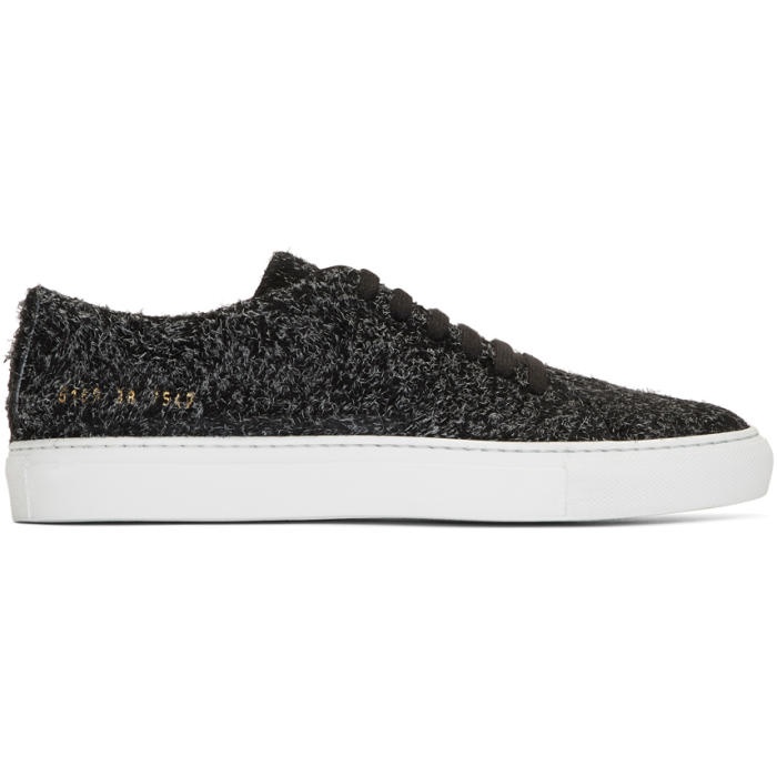 Photo: Common Projects Black Suede Court Low Sneakers 