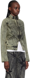 Masha Popova Gray Racing Denim Jacket