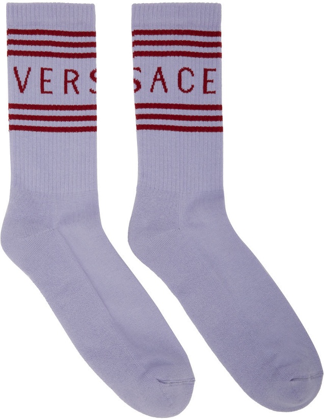 Photo: Versace Purple & Burgundy Vintage Logo Socks