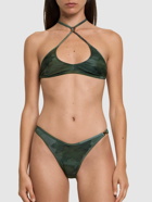 PALM ANGELS Camo Crossover Lycra Bikini Top