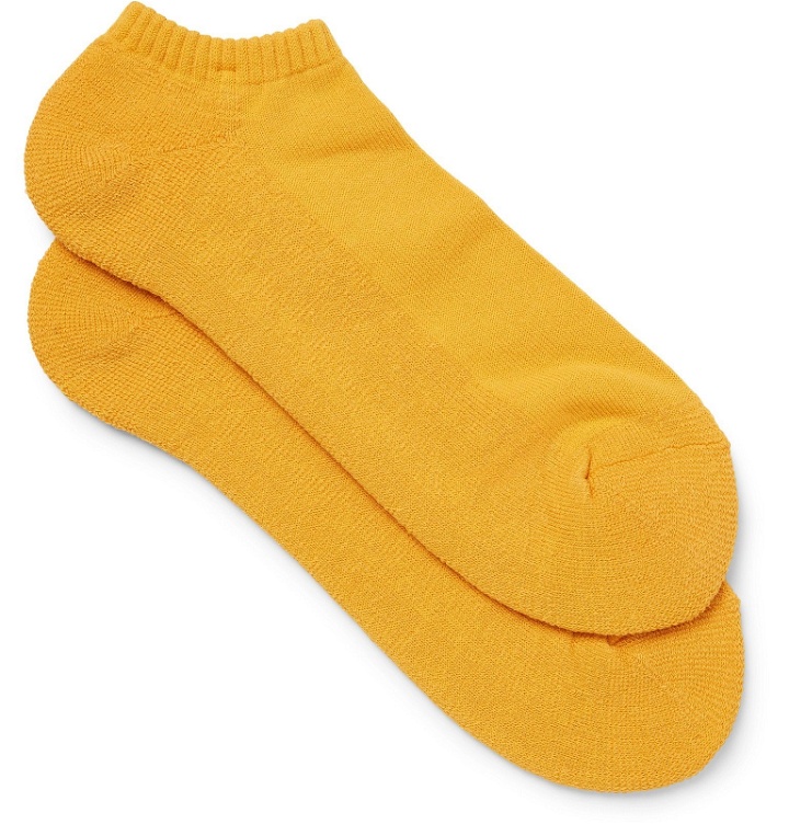 Photo: Mr P. - Cotton-Blend No-Show Socks - Yellow