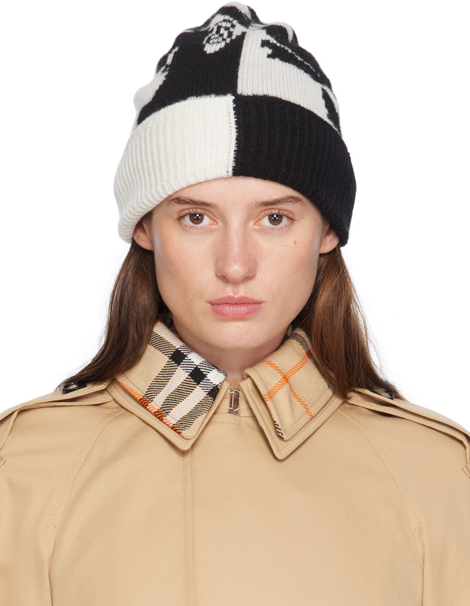 Burberry Black & White EKD Cashmere Beanie Burberry