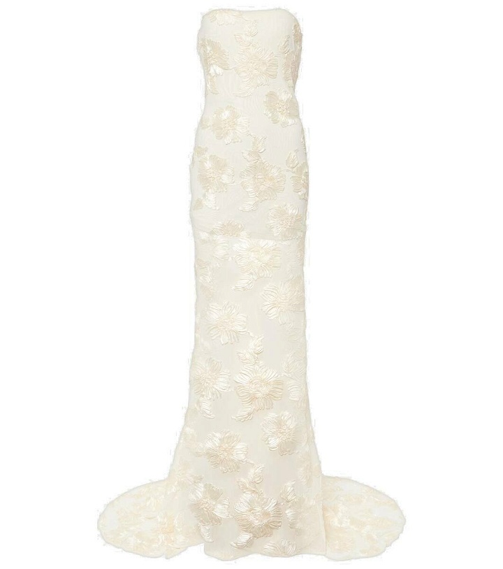 Photo: Rotate Bridal Alberty floral-appliqué mesh gown