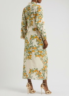 Bernadette Peignoir Printed Silk Wrap Dress Cream