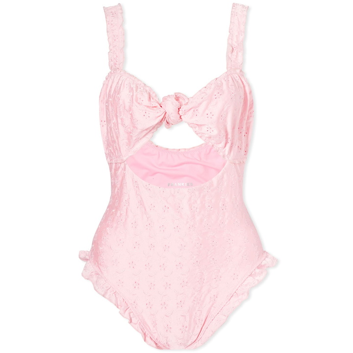 Photo: Frankies Bikinis Women's Lucia Eyelet One Piece in Pink