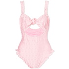 Frankies Bikinis Women's Lucia Eyelet One Piece in Pink