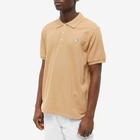 Maison Kitsuné Men's Fox Head Patch Classic Polo Shirt in Beige