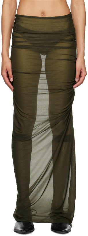 Photo: Elena Velez SSENSE Exclusive Khaki Midi Skirt