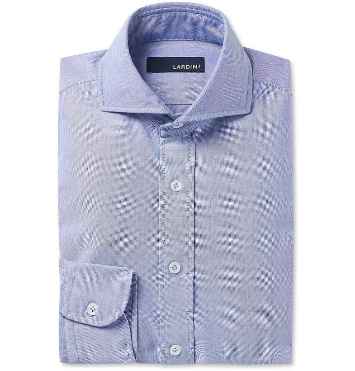Photo: Lardini - Slim-Fit Cutaway-Collar Cotton Shirt - Blue