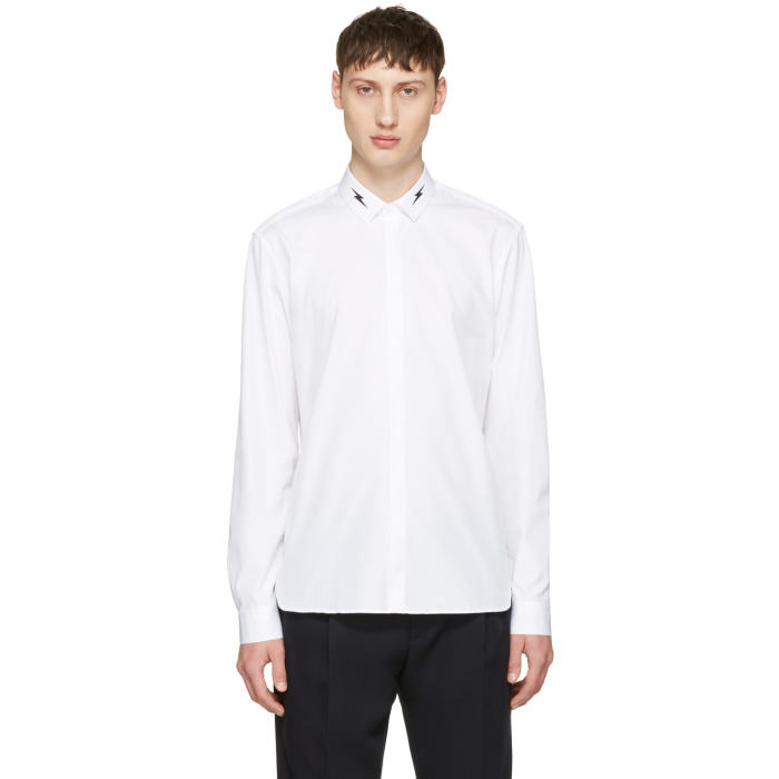 Neil Barrett White Thunderbolt Collar Shirt Neil Barrett