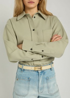 Victoria Beckham Frame Grained Leather Belt Ivory