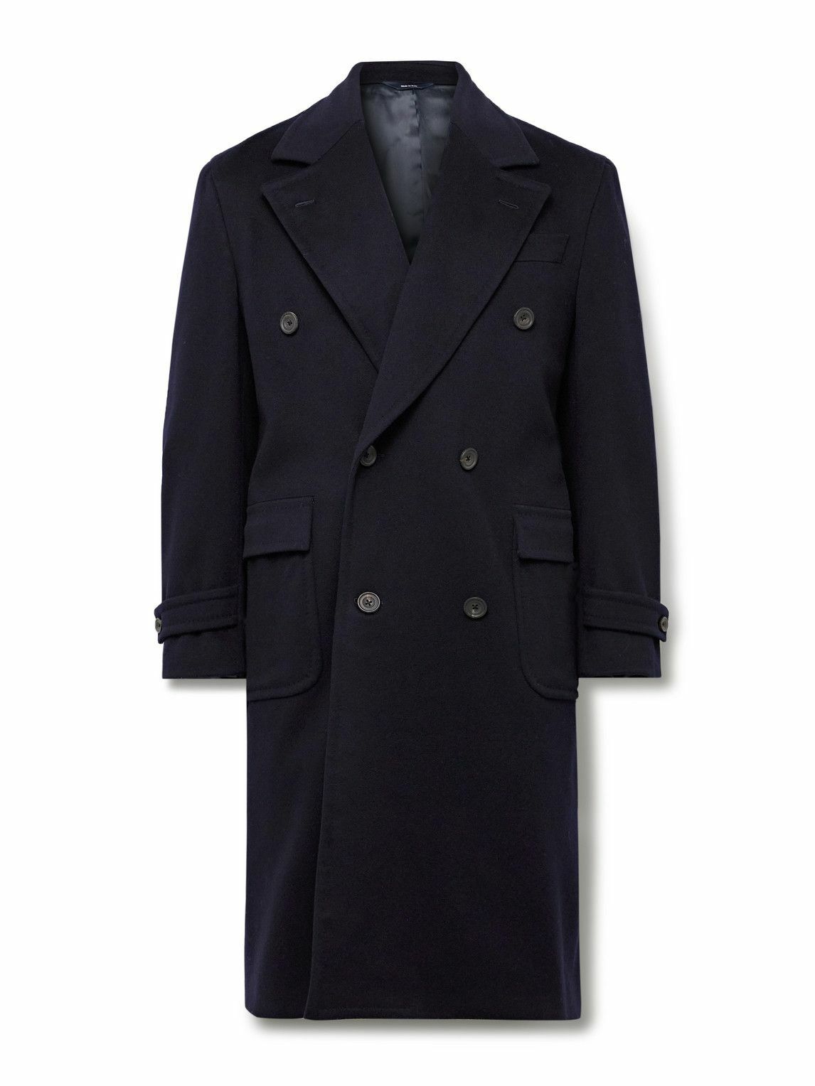 Thom Sweeney - Double-Breasted Wool and Cashmere-Blend Felt Overcoat - Blue