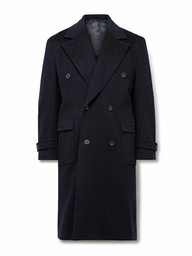 Photo: Thom Sweeney - Double-Breasted Wool and Cashmere-Blend Felt Overcoat - Blue