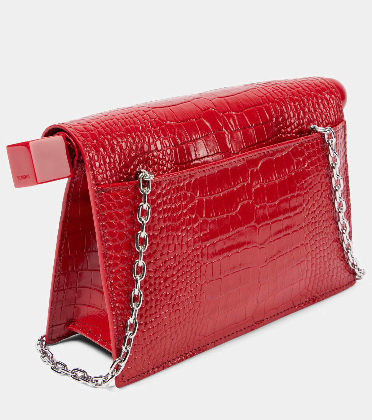 人気!JACQUEMUS レッド 'The small Rond Carre' クラッチ Jacquemus Rond Carré Small croc-effect leather clutch Jacquemus