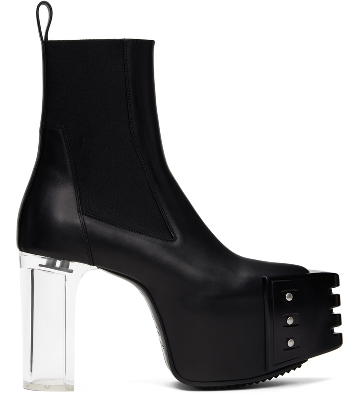 Photo: Rick Owens Black Hollywood Grilled Kiss 45 Chelsea Boots