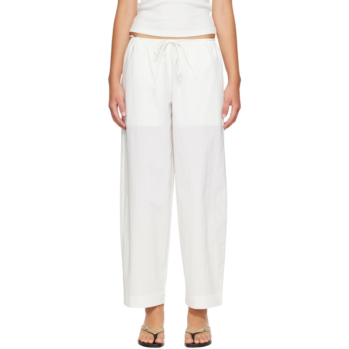 St. Agni White Fine Rouleau Crop Trousers