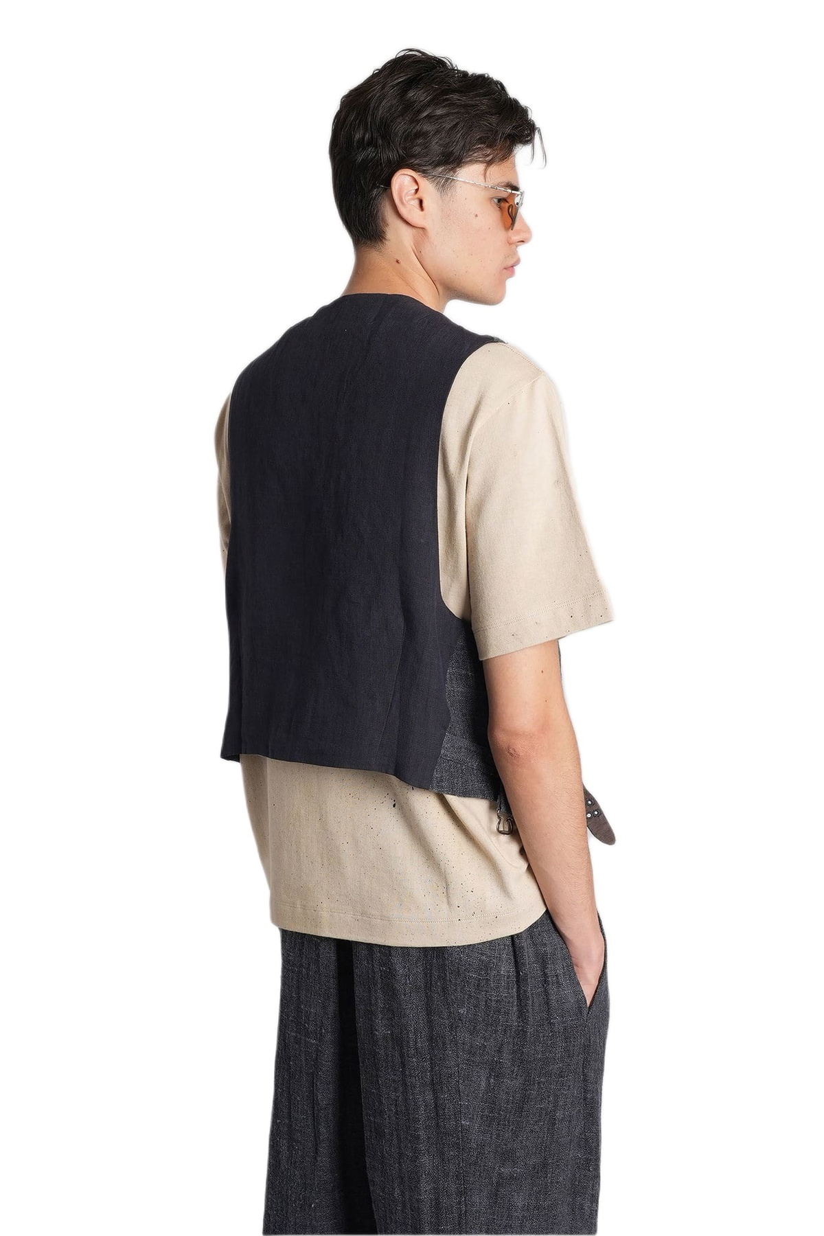 Ziggy Chen Vest In Blue Linen