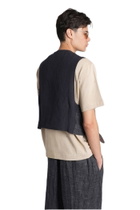Ziggy Chen Vest In Blue Linen