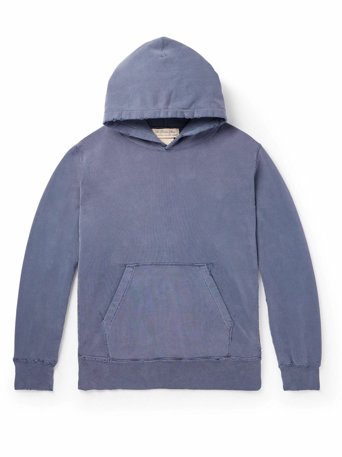 Photo: Remi Relief - Distressed Cotton-Jersey Hoodie - Blue