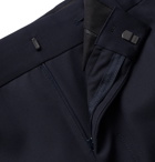 Fendi - Navy Tapered Satin-Trimmed Wool Trousers - Blue