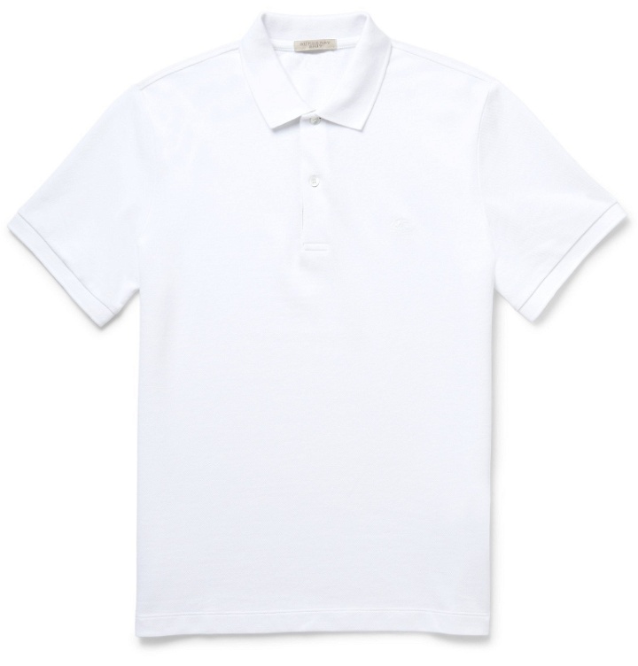 Photo: Burberry - Slim-Fit Cotton-Piqué Polo Shirt - White