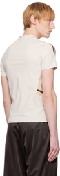 Martine Rose Beige & Burgundy Lace Up Football T-shirt