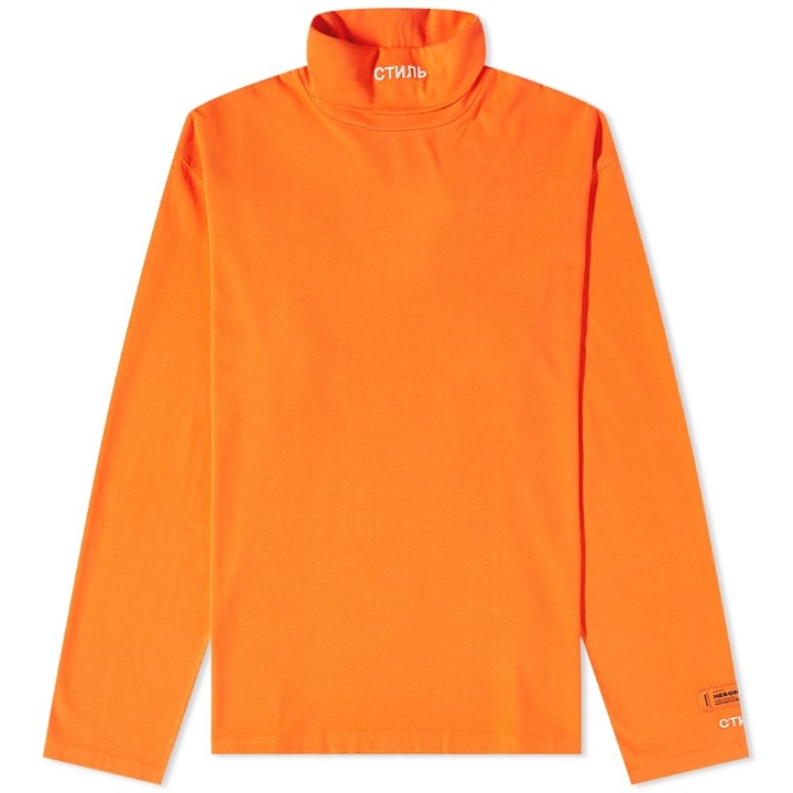 Photo: Heron Preston Men's Long Sleeve CTNMB Roll Neck T-Shirt in Orange