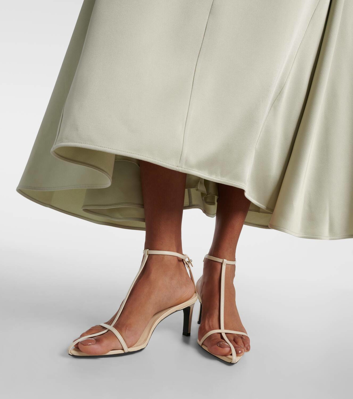 Jil Sander Square-Toe T-Strap Heel Sandals - Bergdorf Goodman