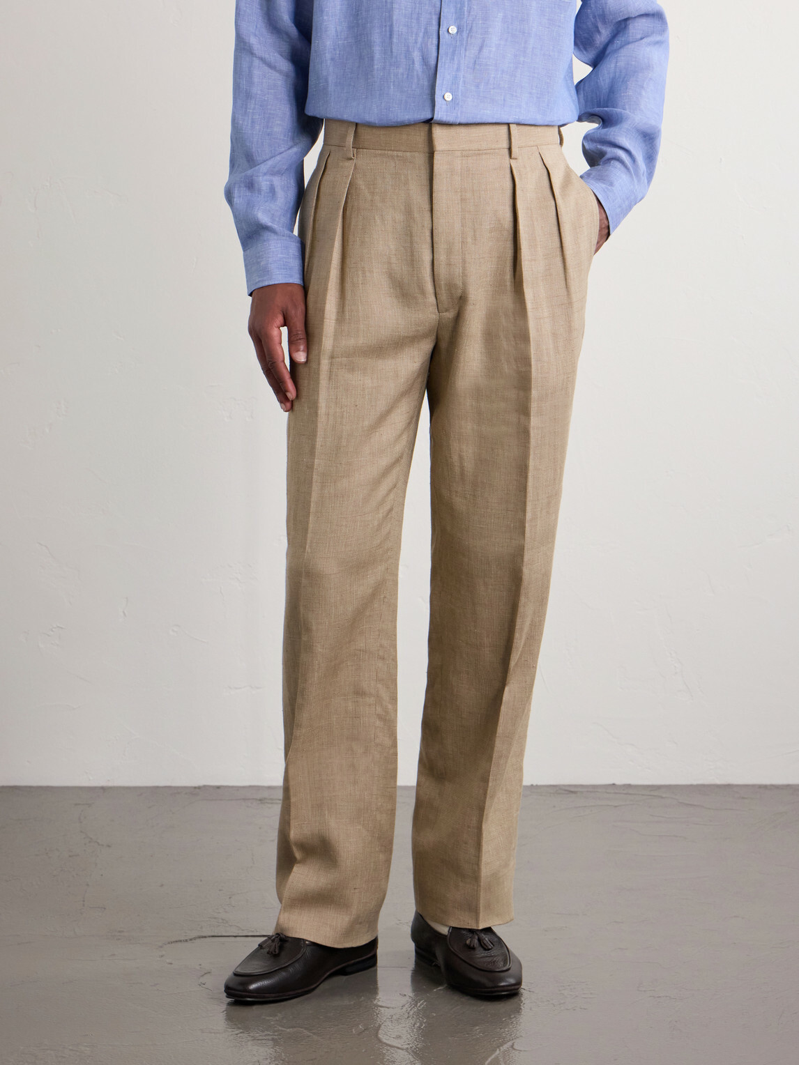 Ralph Lauren Purple label - Straight-Leg Pleated Linen, Cotton and Silk-Blend Suit Trousers - Neutrals