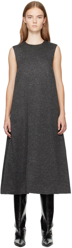 Photo: UMBER POSTPAST Gray Viscose Jersey Insulated Midi Dress