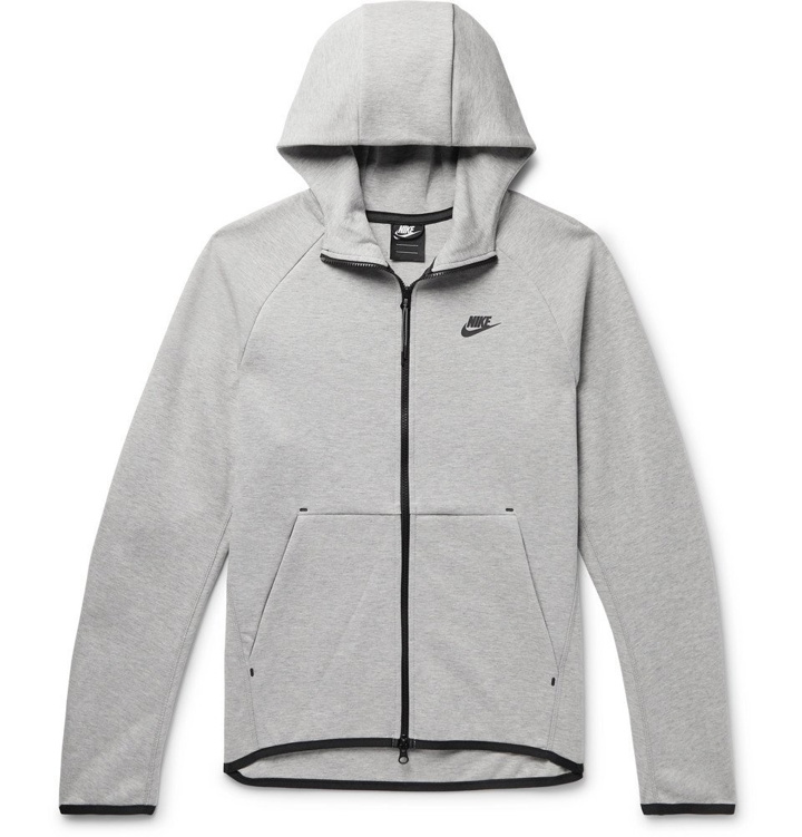 Photo: Nike - Sportswear Mélange Cotton-Blend Tech Fleece Zip-Up Hoodie - Light gray