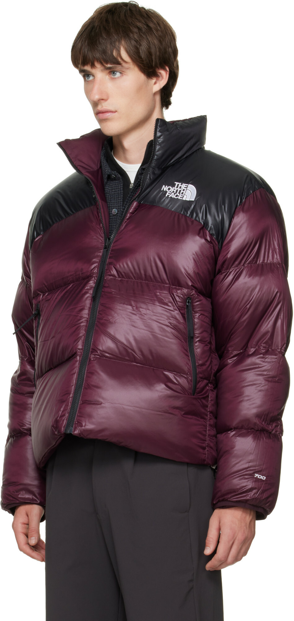 The North Face Burgundy Pertex Nuptse Reversible Down Jacket