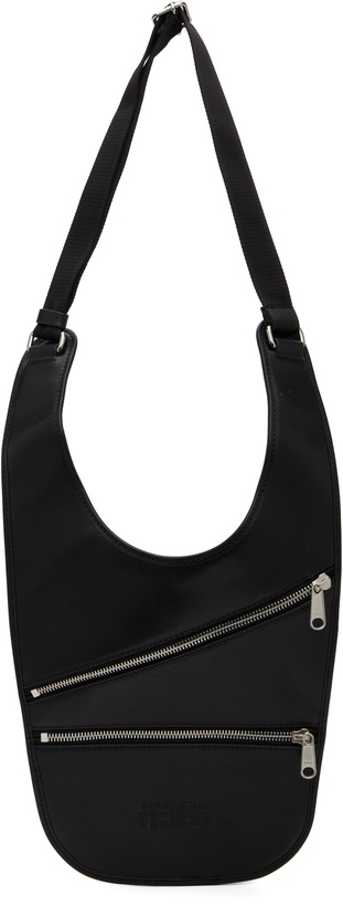 Photo: MM6 Maison Margiela Black Flat Saddle Mini Bag