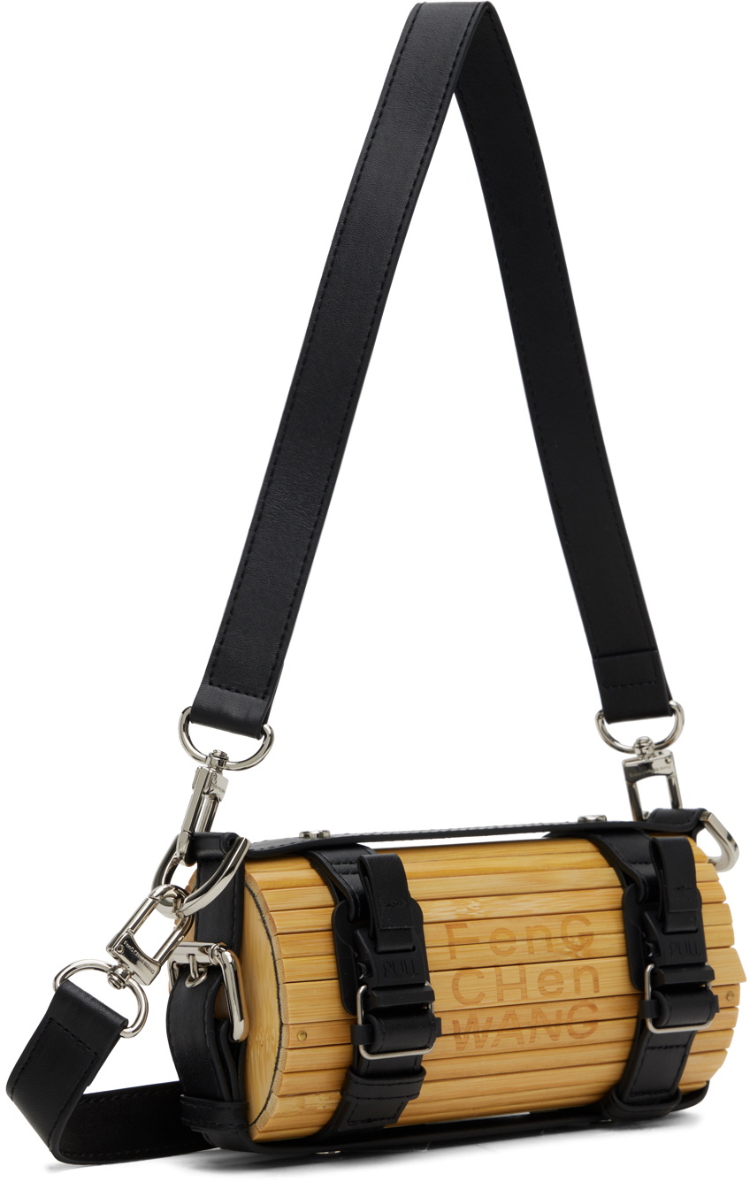 Feng Chen Wang Beige & Black Strap Small Bamboo Bag
