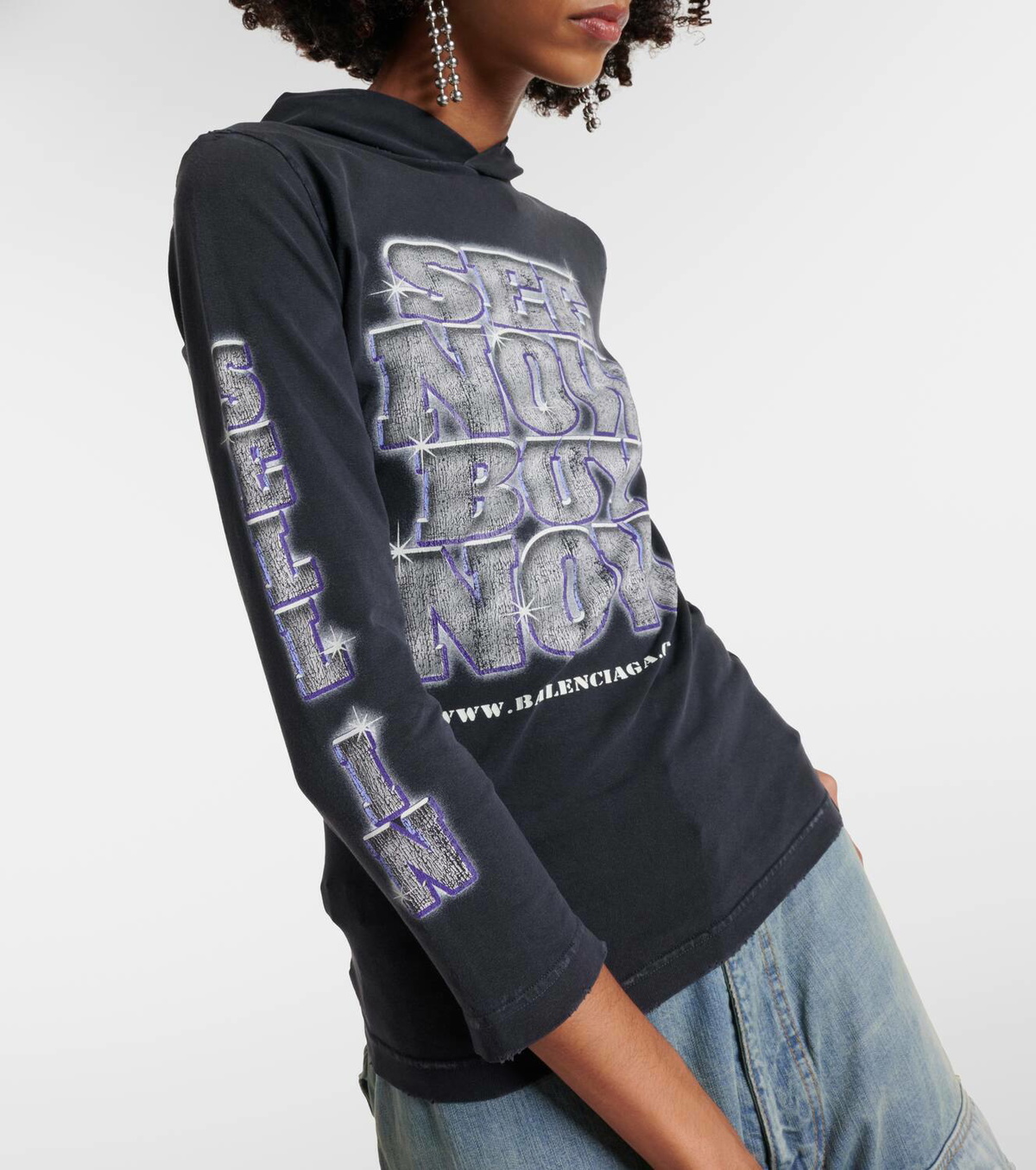 Balenciaga SNBN cotton-blend jersey top
