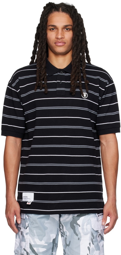 Photo: AAPE by A Bathing Ape Black Striped Polo