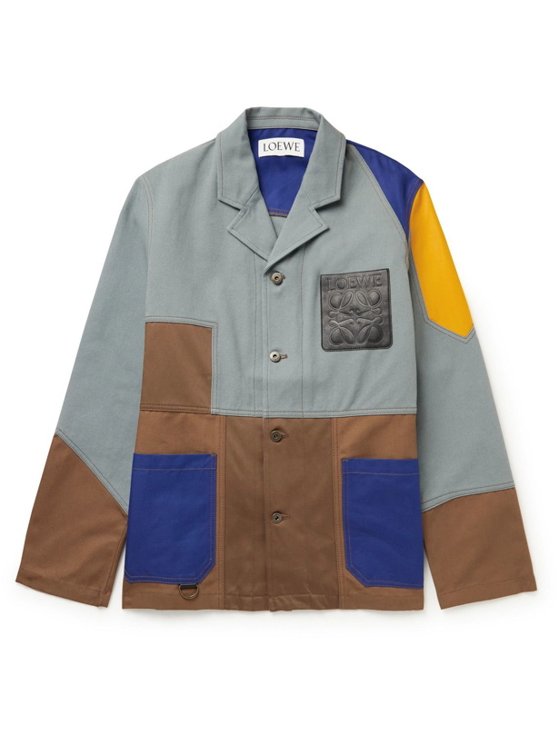 Photo: Loewe - Patchwork Cotton-Twill, Canvas and Leather Chore Jacket - Brown