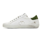 Golden Goose White and Green Superstar Sneakers