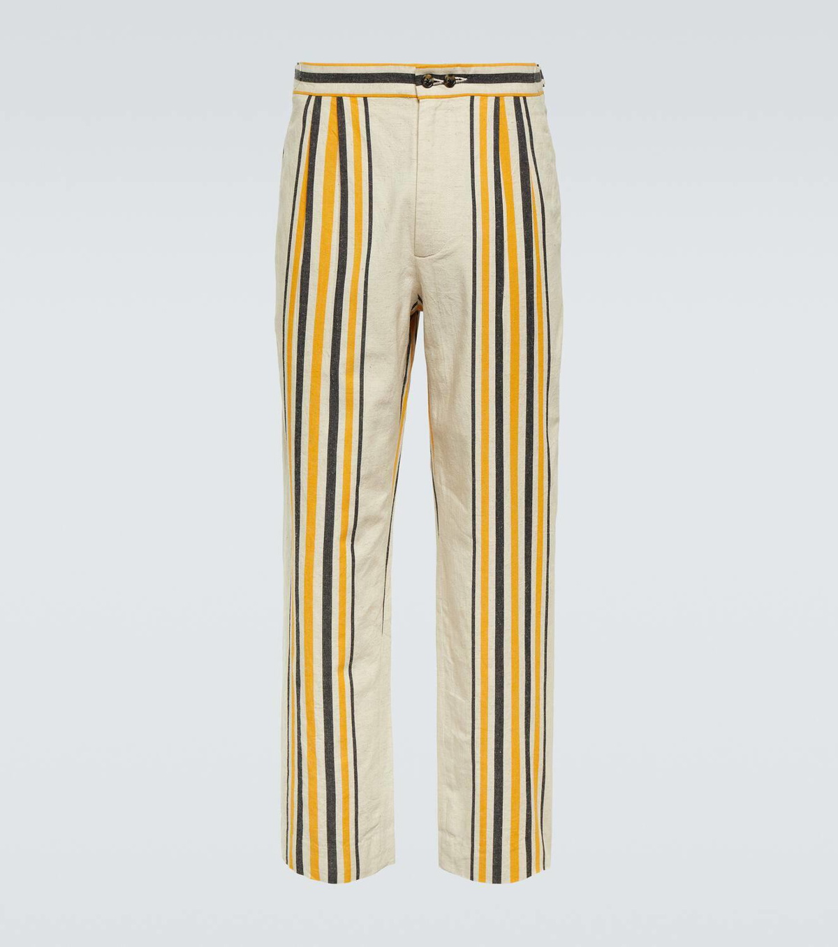 Bode Striped mid-rise cotton straight pants