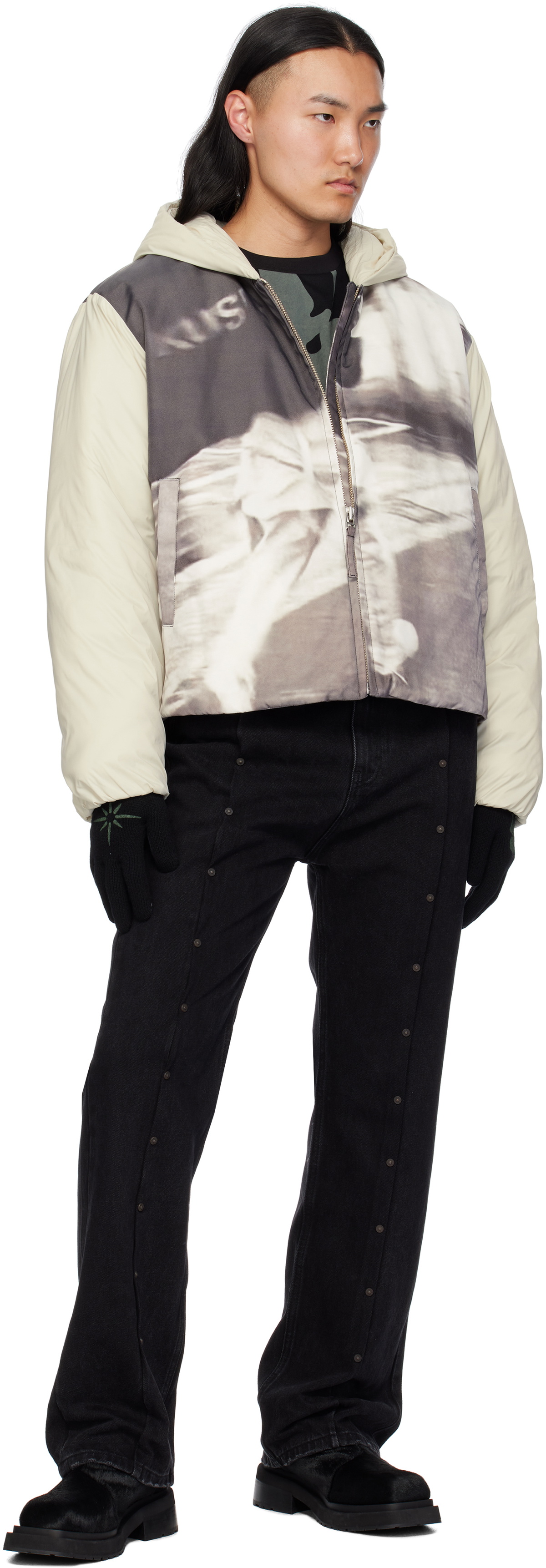 KUSIKOHC Off-White & Gray Padded Printed Jacket