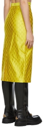 Gucci Yellow GG Embroidered Silk Skirt