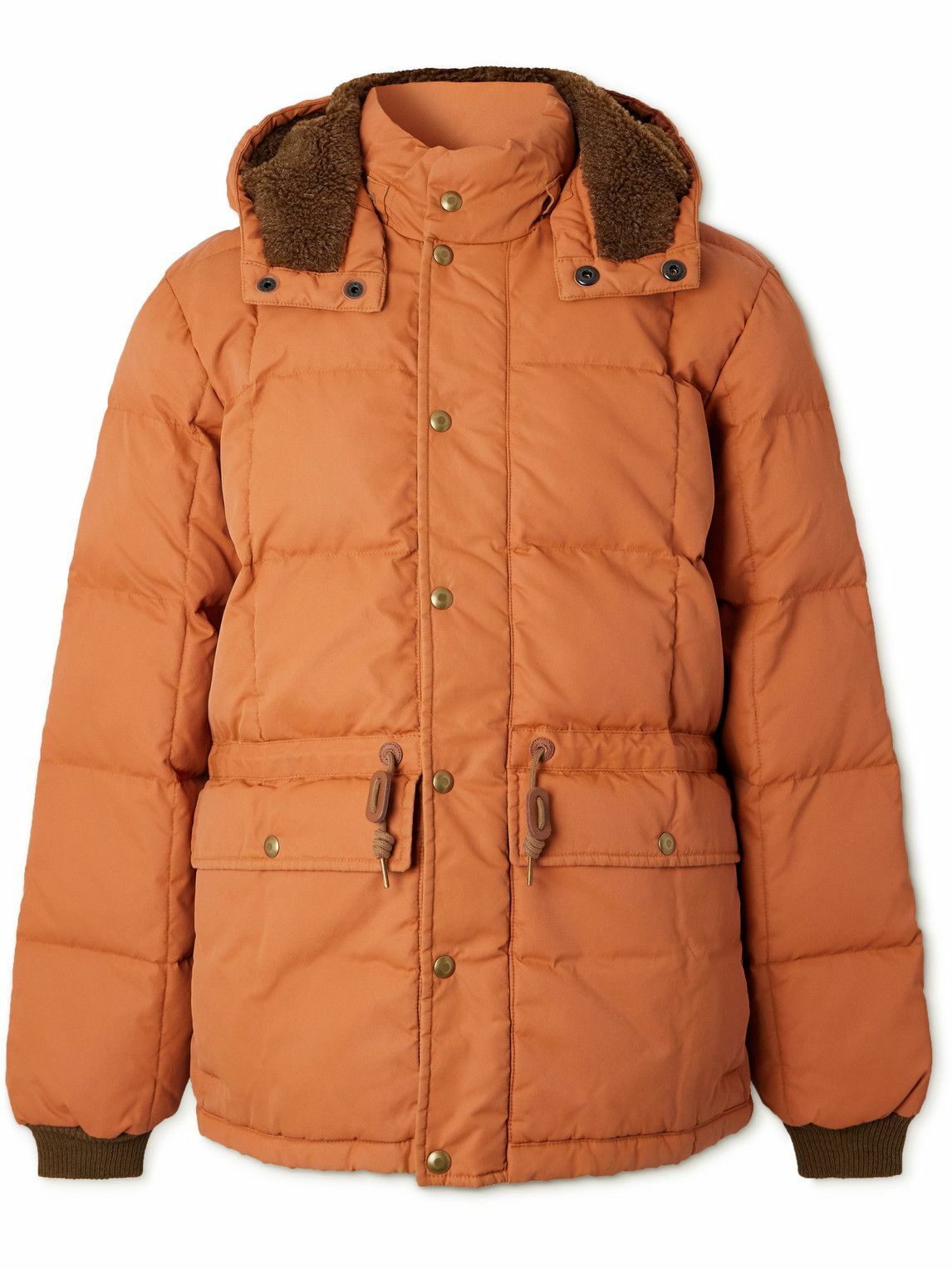 RRL Barrett Quilted Padded Nylon Hooded Jacket Orange RRL