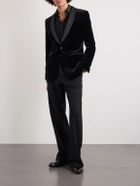 TOM FORD - Satin-Trimmed Cotton-Blend Velvet Suit Jacket - Black