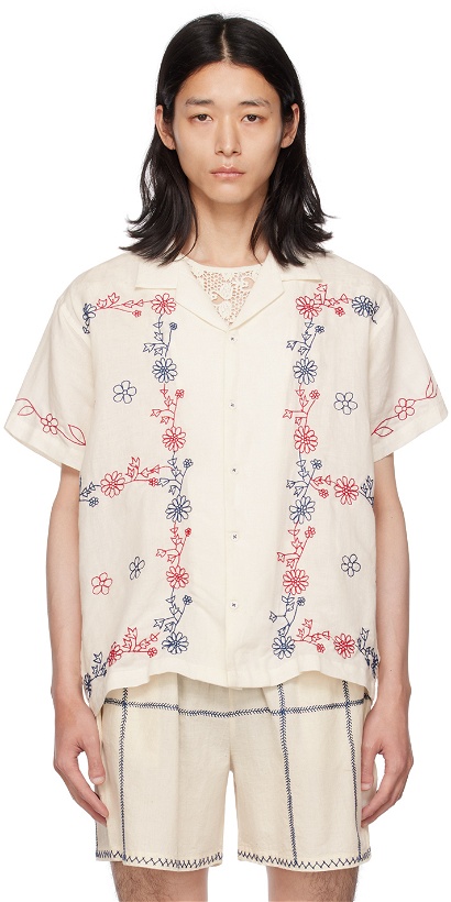 Photo: HARAGO Off-White Embroidered Shirt