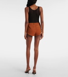 Self-Portrait High-rise suede shorts