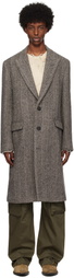 Golden Goose Gray Single-Breasted Wool Herringbone Coat