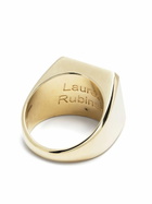 Lauren Rubinski 9K White Gold Engraved Logo Ring