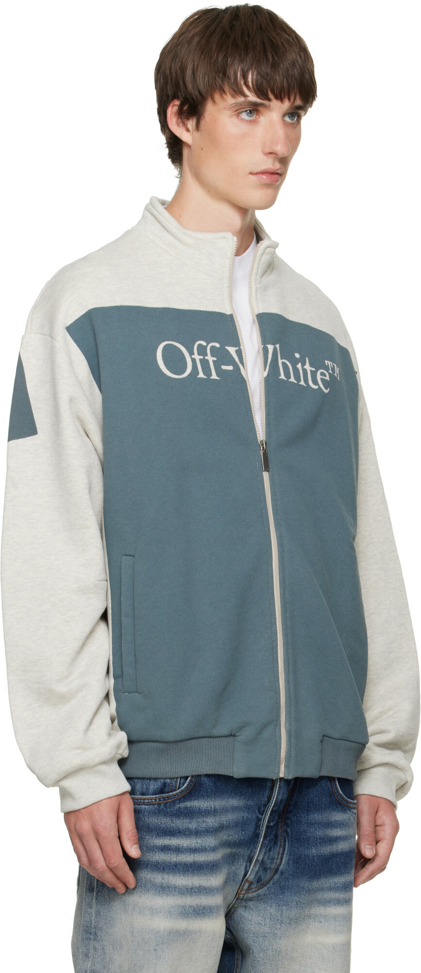 Off-White Gray Negative Big Bookish Relax Track Jacket