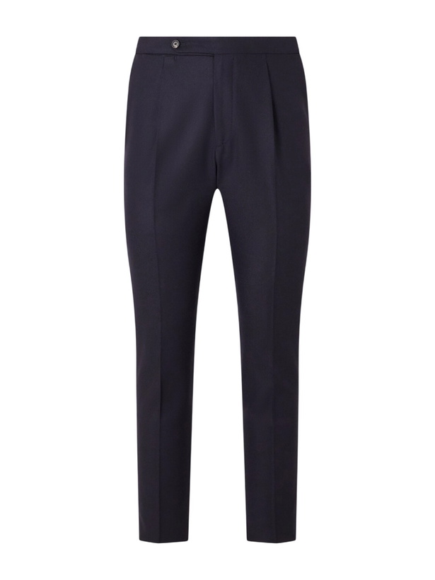 Photo: De Petrillo - Straight-Leg Pleated Virgin Wool Trousers - Blue